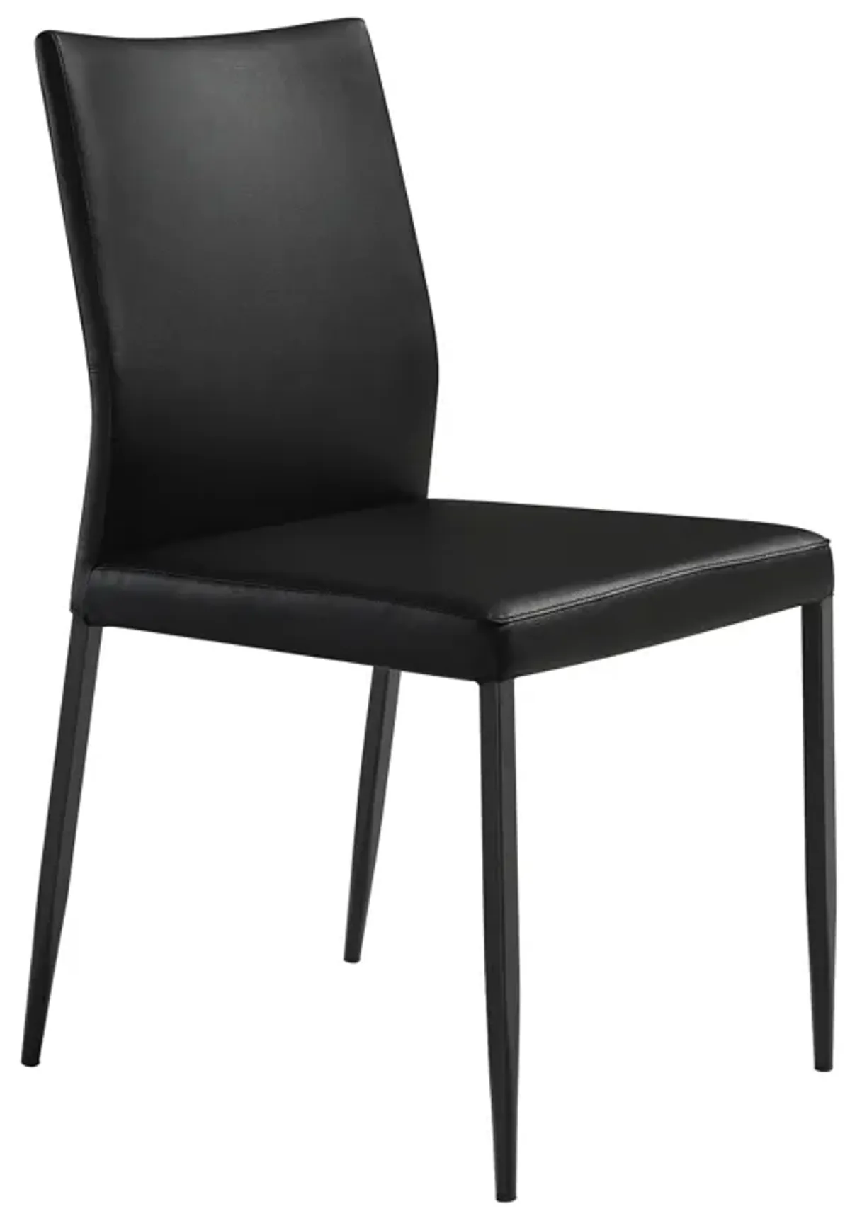 Kash Upholstered Dining Chair in Black Faux Leather with Black Metal Legs - Set of 2