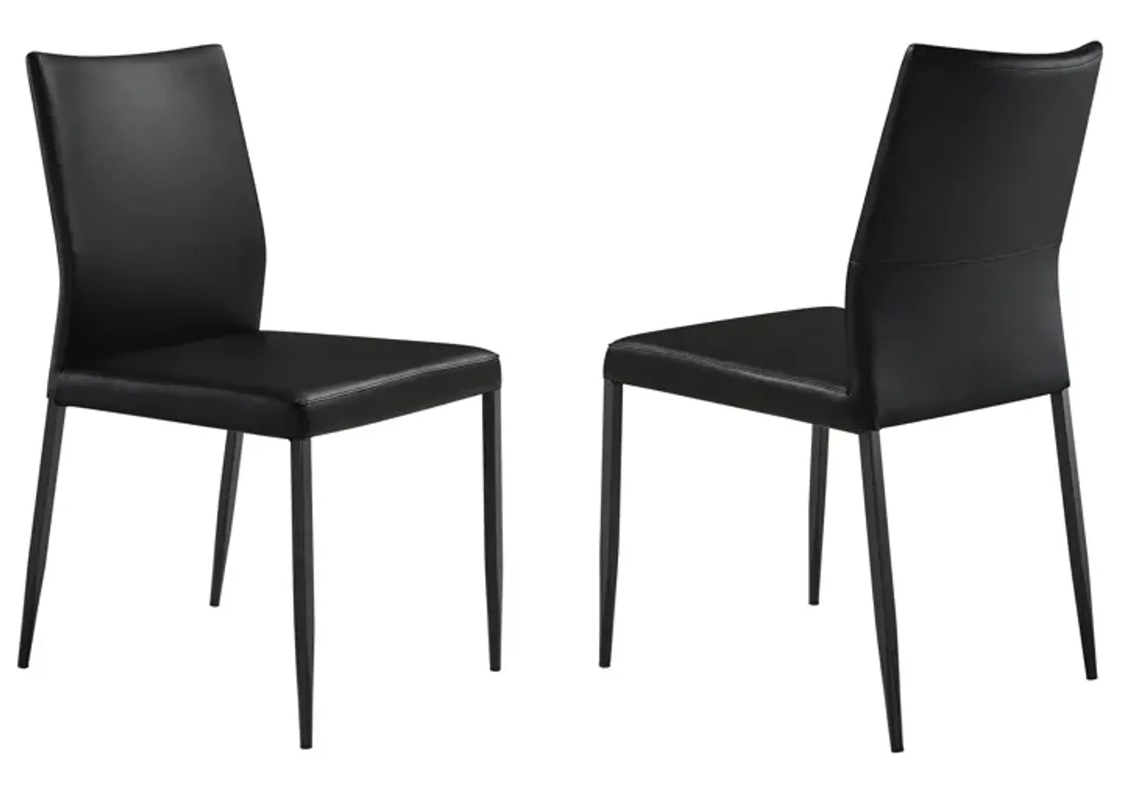 Kash Upholstered Dining Chair in Black Faux Leather with Black Metal Legs - Set of 2