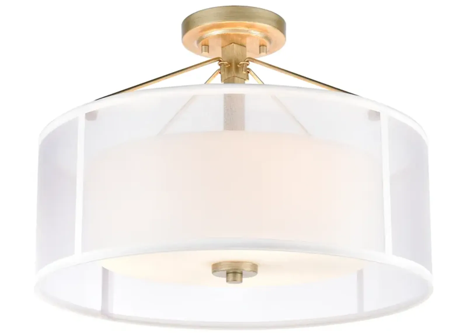 Diffusion 18" Wide 3-Light Semi Flush Mount - Aged Silver