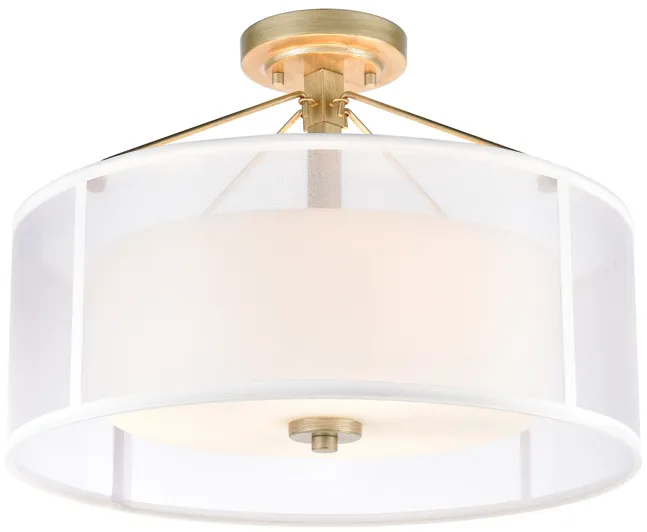 Diffusion 18" Wide 3-Light Semi Flush Mount - Aged Silver