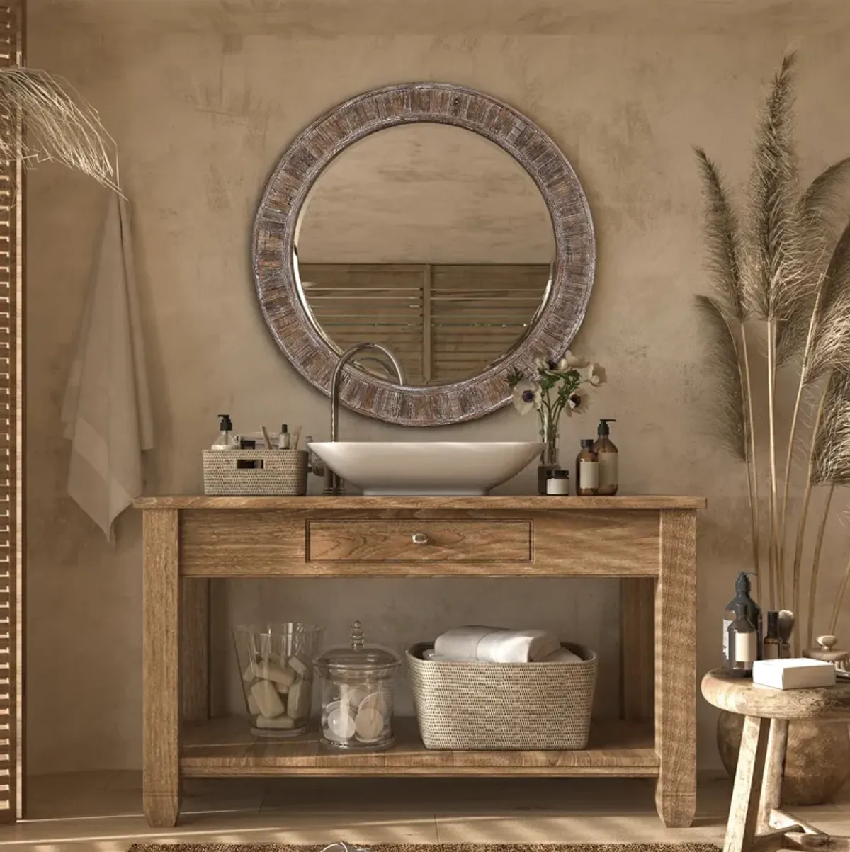 Dayton Weathered Pine Wall Mirror