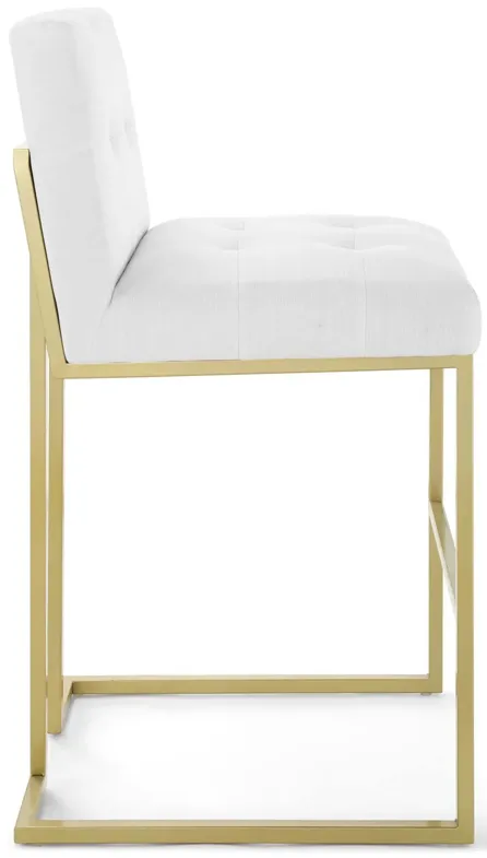 Privy Gold Stainless Steel Upholstered Fabric Bar Stool