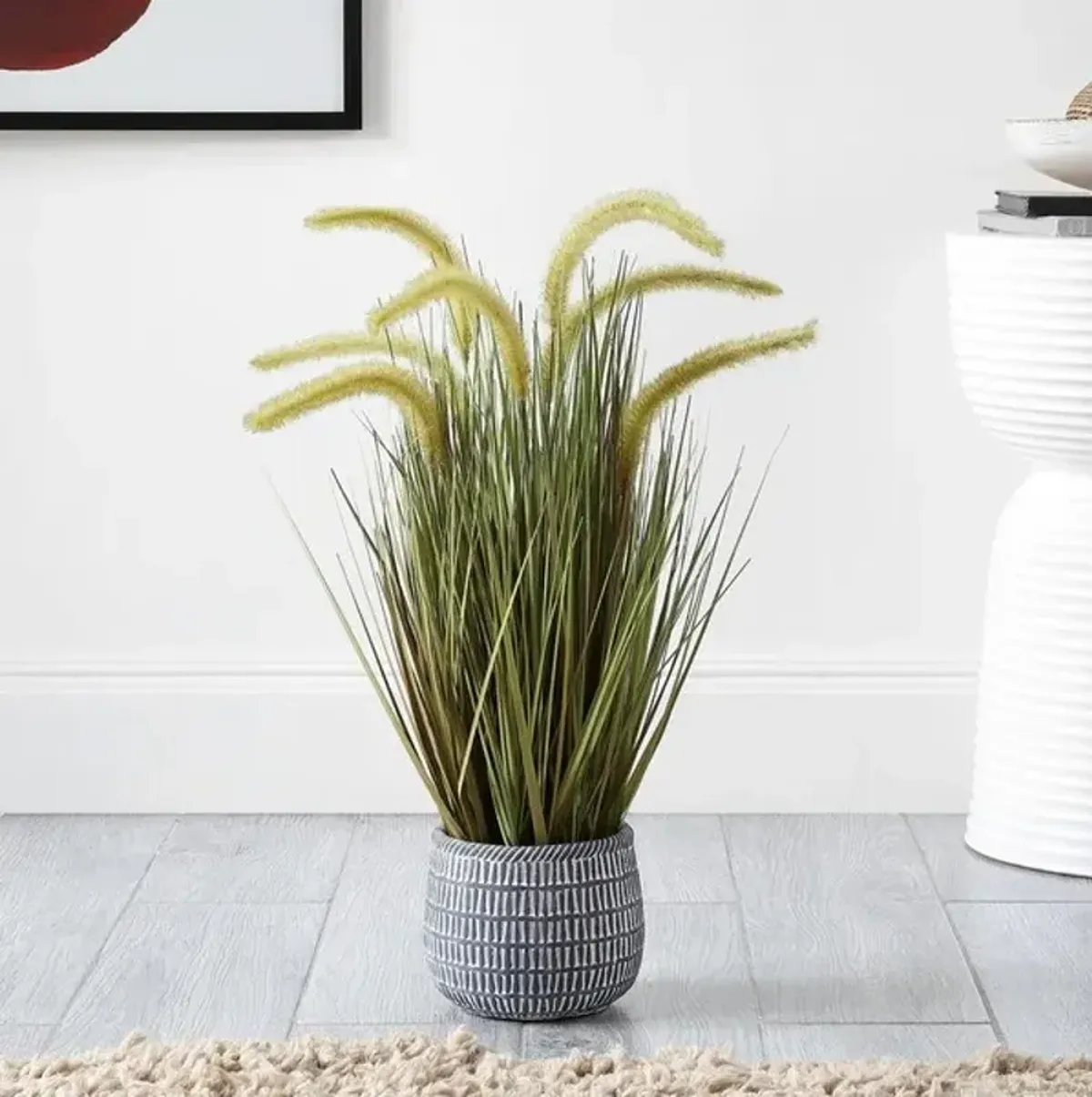 Faux Grass 21" Potted Plant