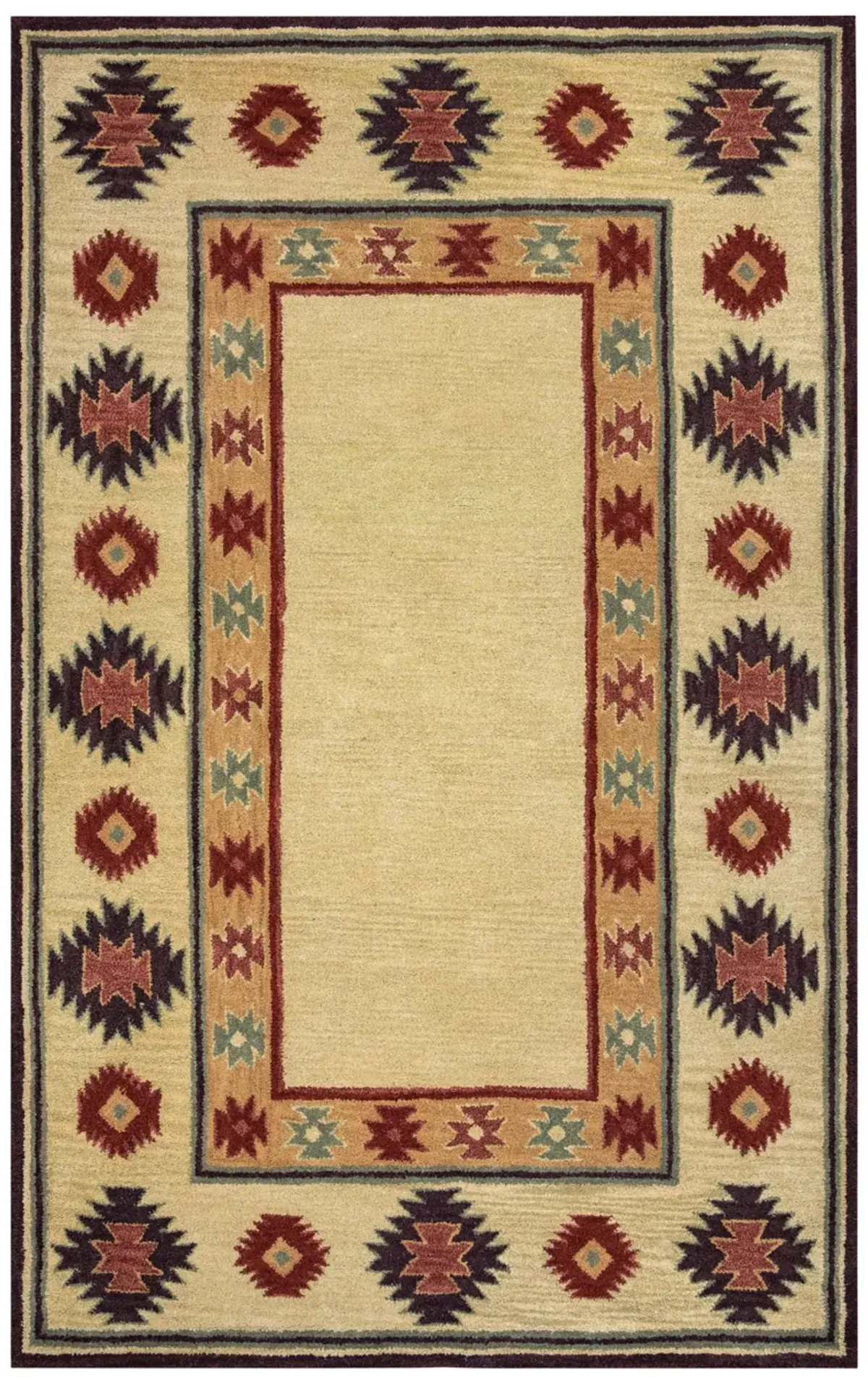 Southwest Beige Southwest/Tribal Wool 5' x 8' Rectangle Rug