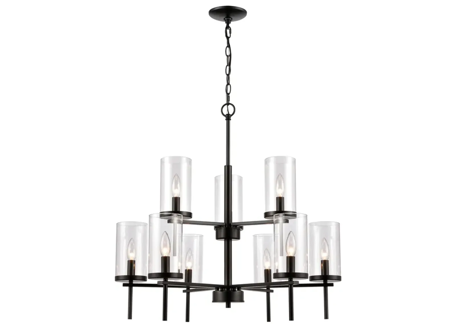 Oakland 28.5" Wide 9-Light Chandelier - Black