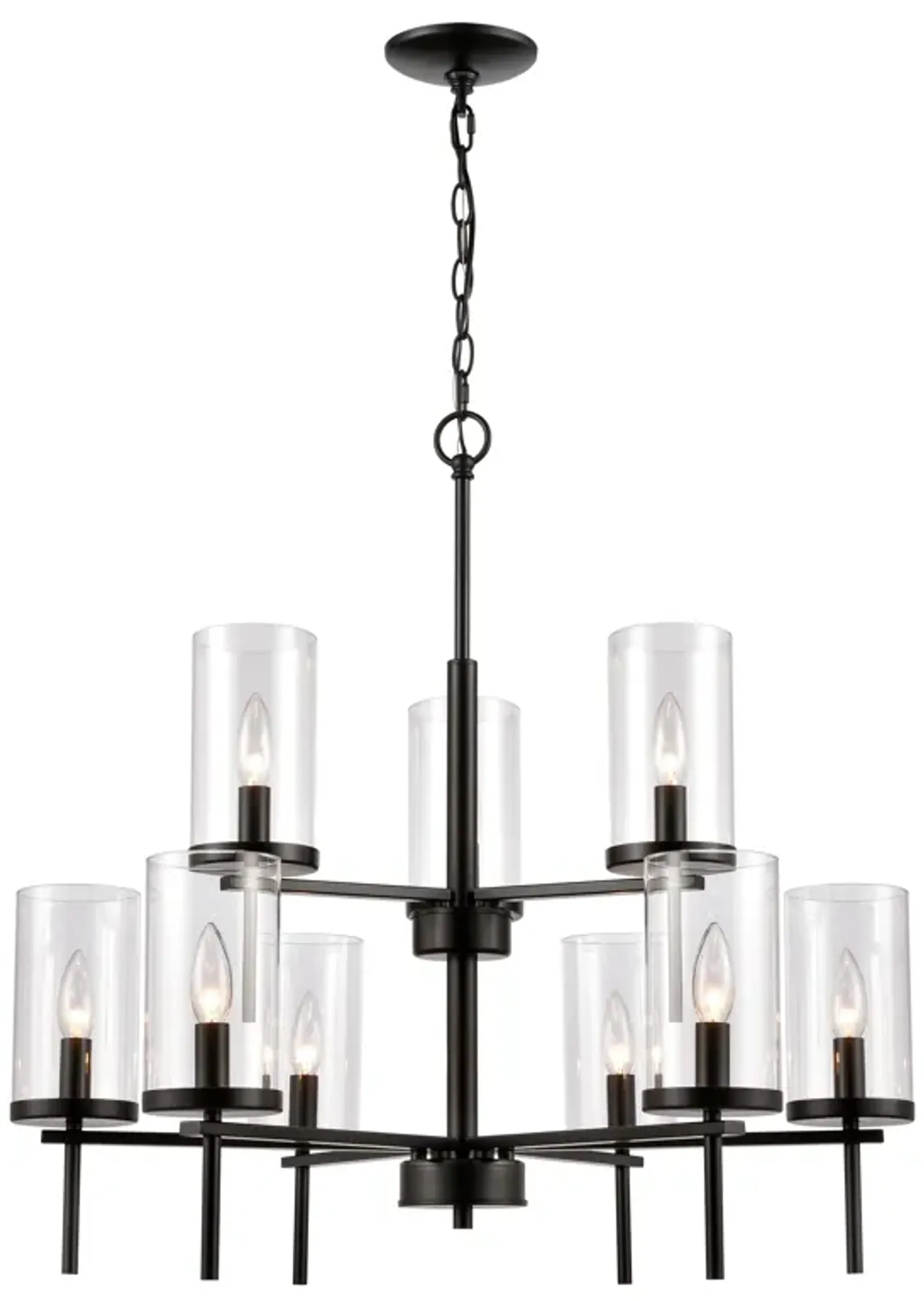 Oakland 28.5" Wide 9-Light Chandelier - Black