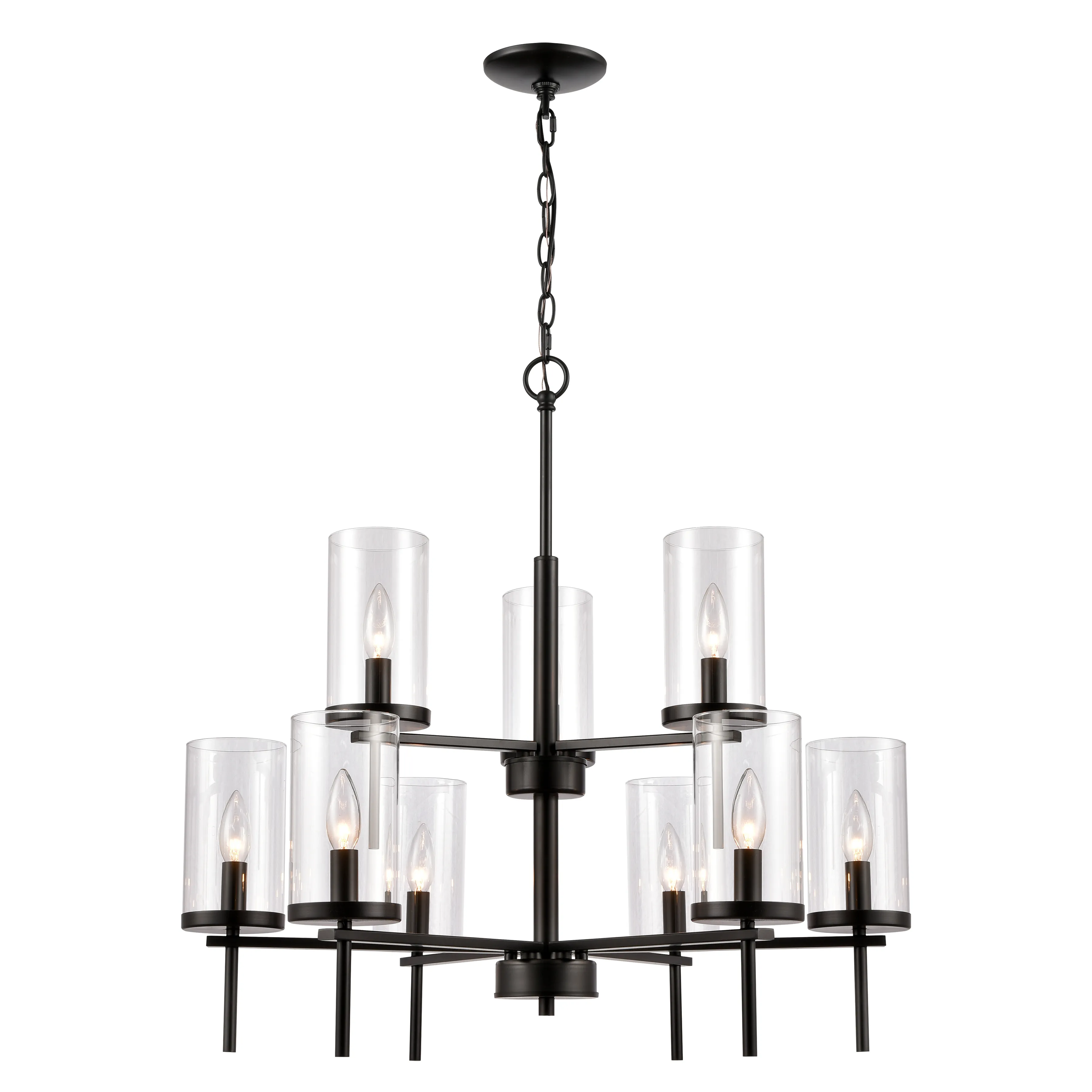 Oakland 28.5" Wide 9-Light Chandelier - Black