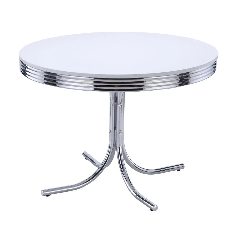 Retro 5-piece Round Dining Set Glossy White and Black