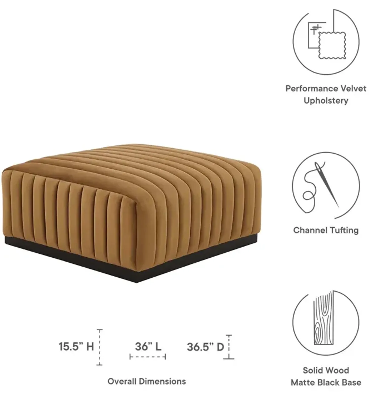 Conjure Channel Tufted Performance Velvet Ottoman