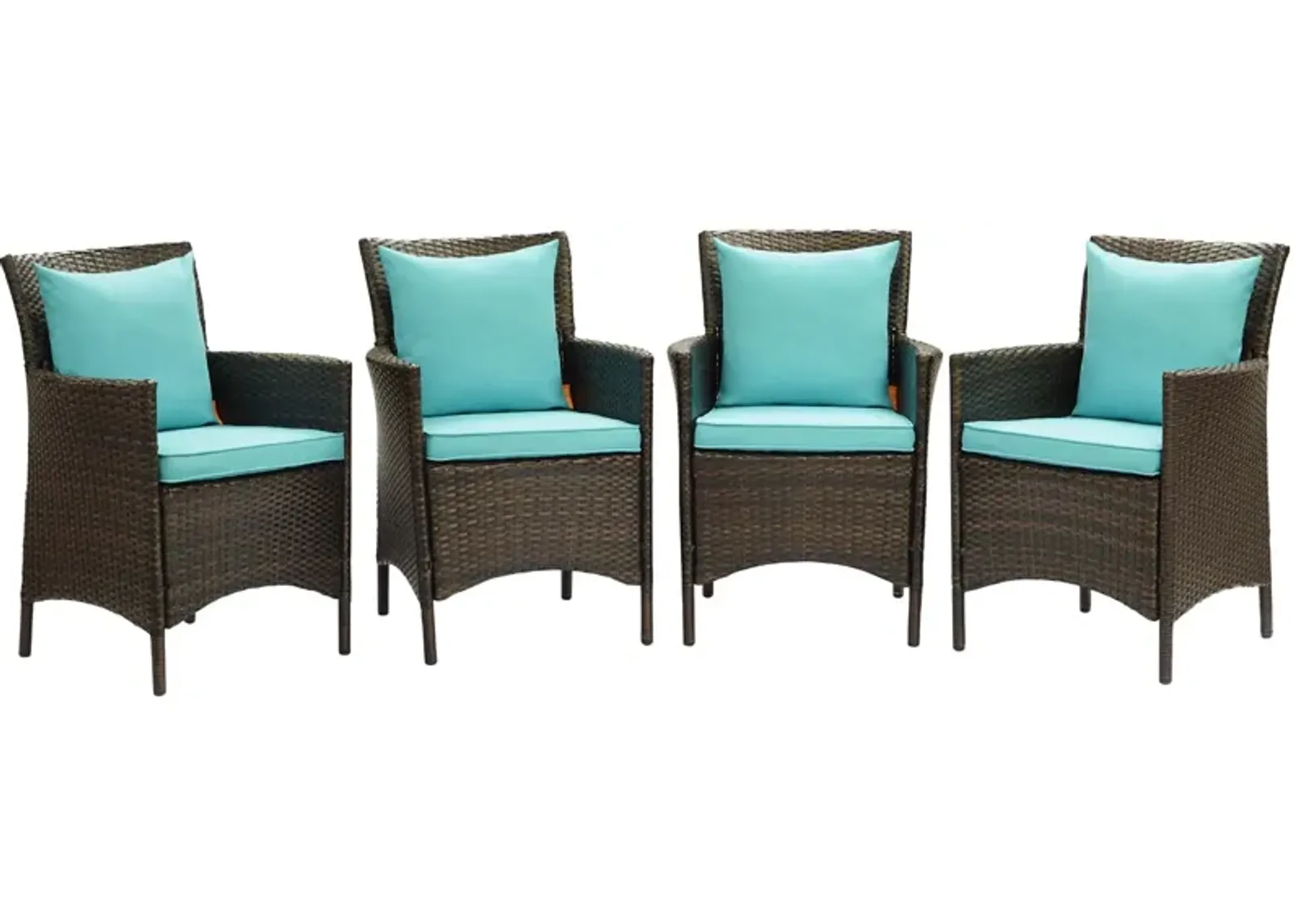 Conduit Outdoor Patio Wicker Rattan Dining Armchair Set of 4