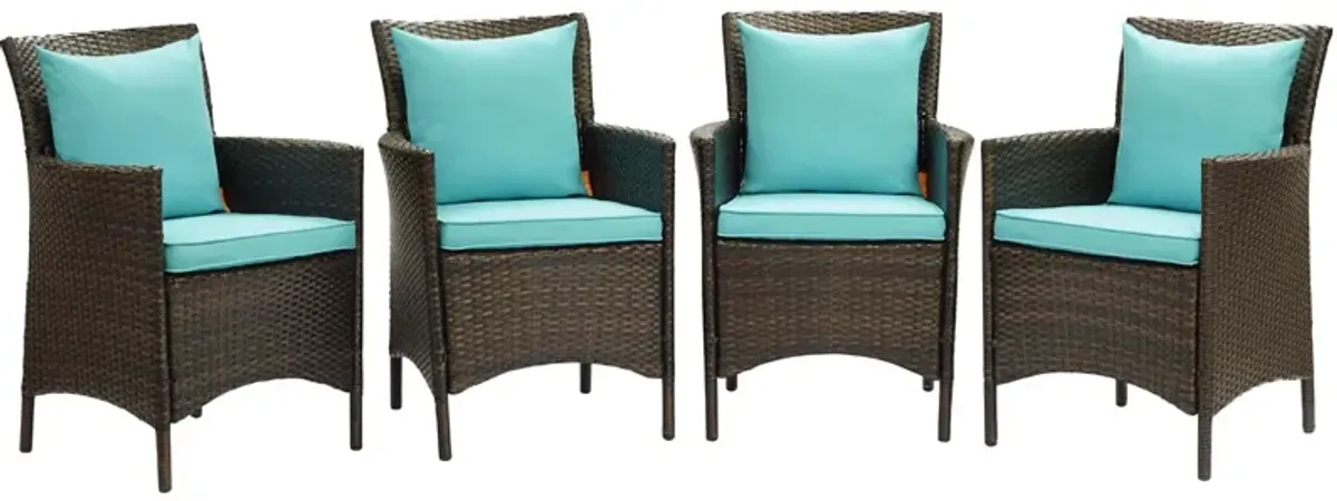 Conduit Outdoor Patio Wicker Rattan Dining Armchair Set of 4