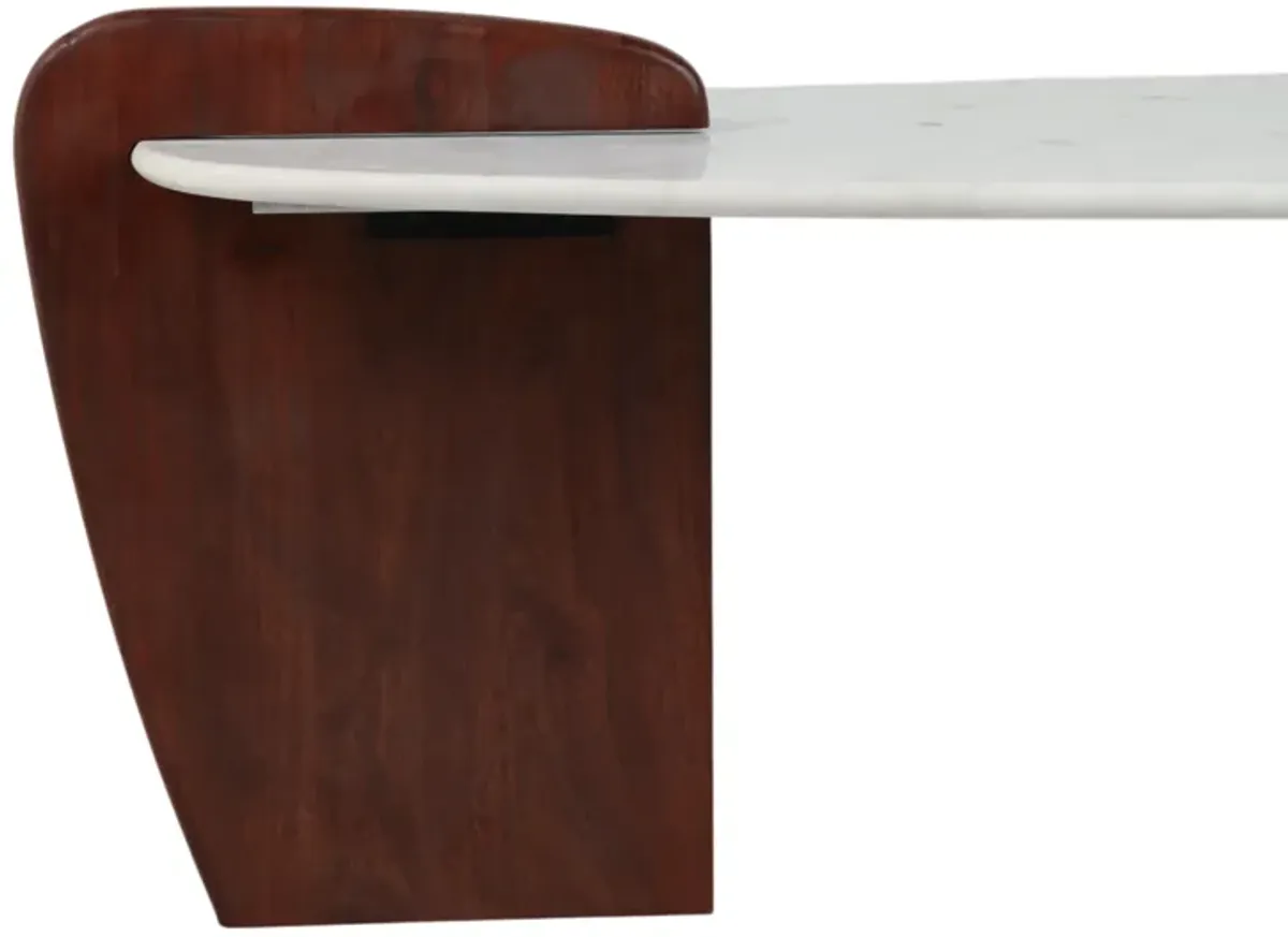 Marble/wood, 53" Modern Coffee Table, White Kd, 2b