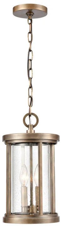 Brison 8" Wide 2-Light Outdoor Pendant - Vintage Brass