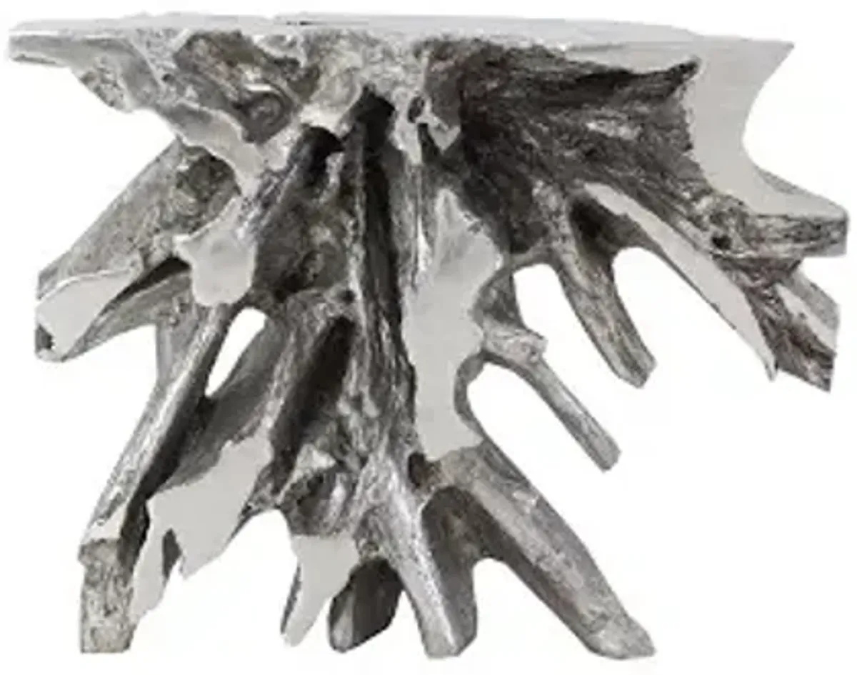 luxe freeform console table, silver leaf