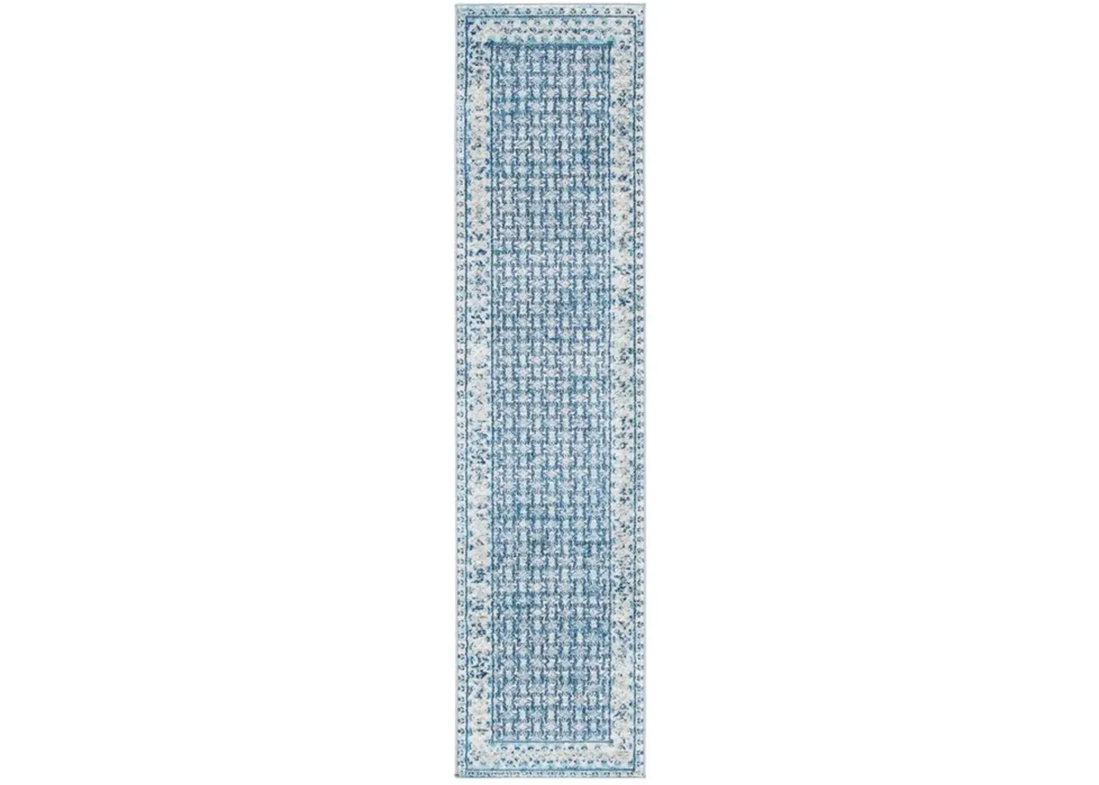 Brentwood 899 Ivory / Aqua 2' X 12' Runner Powerloomed Rug