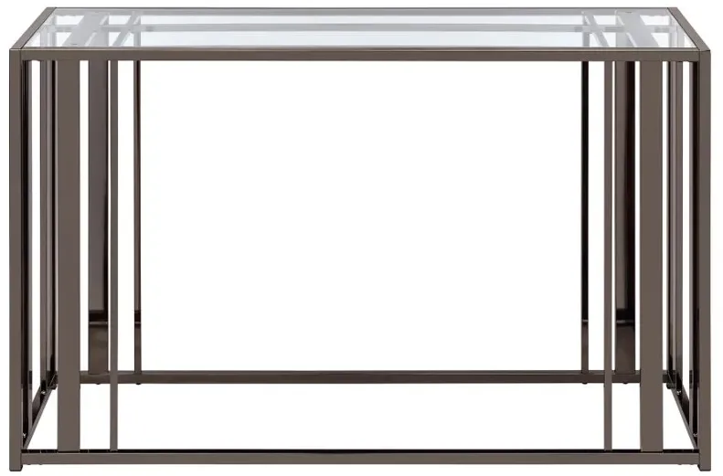 Adri Rectangular Glass Top Sofa Table Clear and Black Nickel