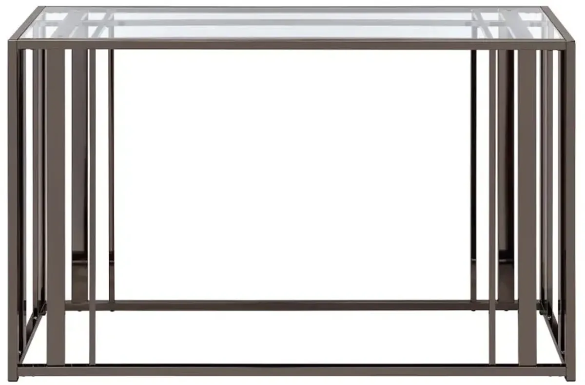 Adri Rectangular Glass Top Sofa Table Clear and Black Nickel