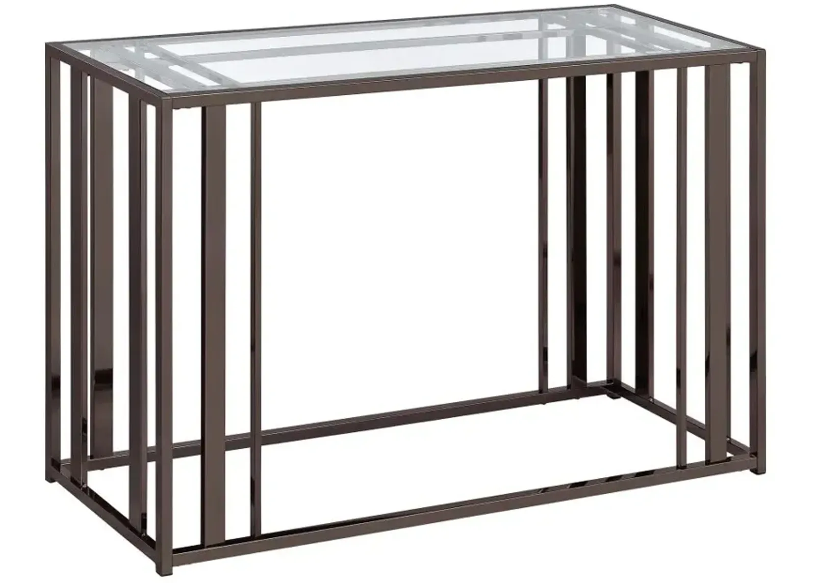 Adri Rectangular Glass Top Sofa Table Clear and Black Nickel