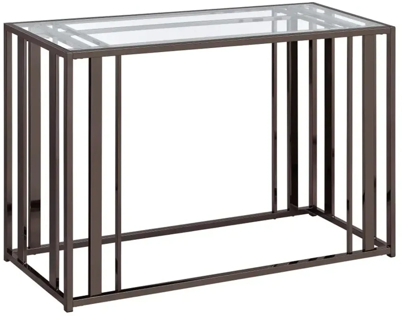 Adri Rectangular Glass Top Sofa Table Clear and Black Nickel