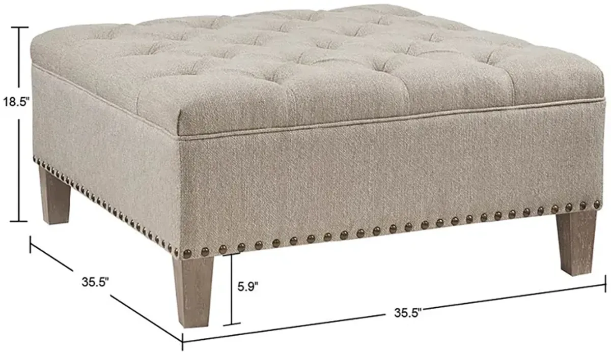 Madison Park Lindsey Taupe Tufted Square Cocktail Ottoman