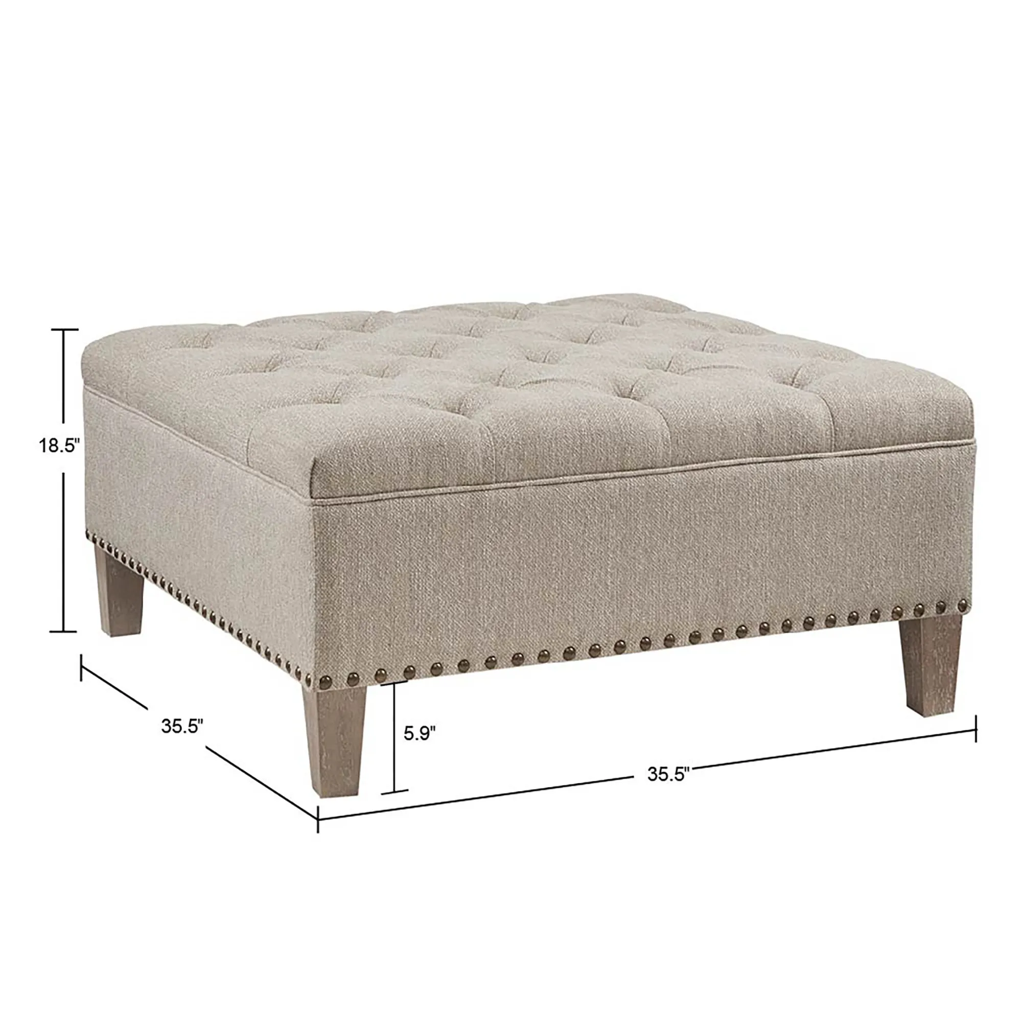 Madison Park Lindsey Taupe Tufted Square Cocktail Ottoman