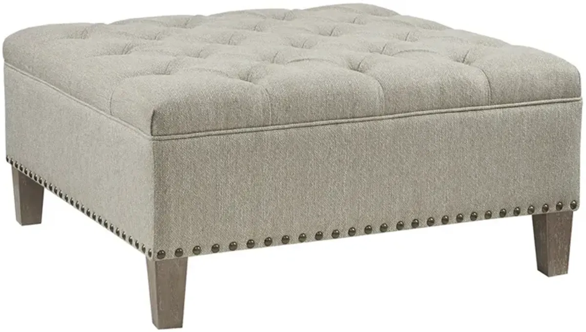 Madison Park Lindsey Taupe Tufted Square Cocktail Ottoman