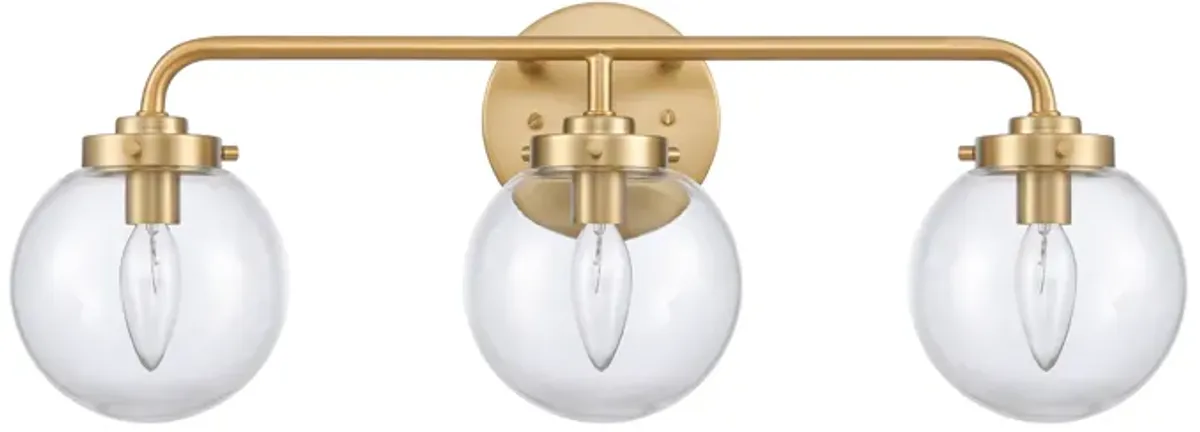 Fairbanks 22.75'' Wide 3-Light Vanity Light - Brushed Gold and Clear