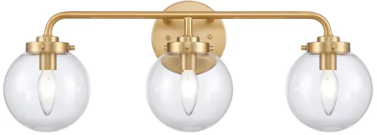 Fairbanks 22.75'' Wide 3-Light Vanity Light - Brushed Gold and Clear