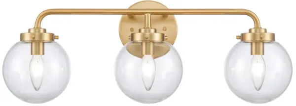 Fairbanks 22.75'' Wide 3-Light Vanity Light - Brushed Gold and Clear