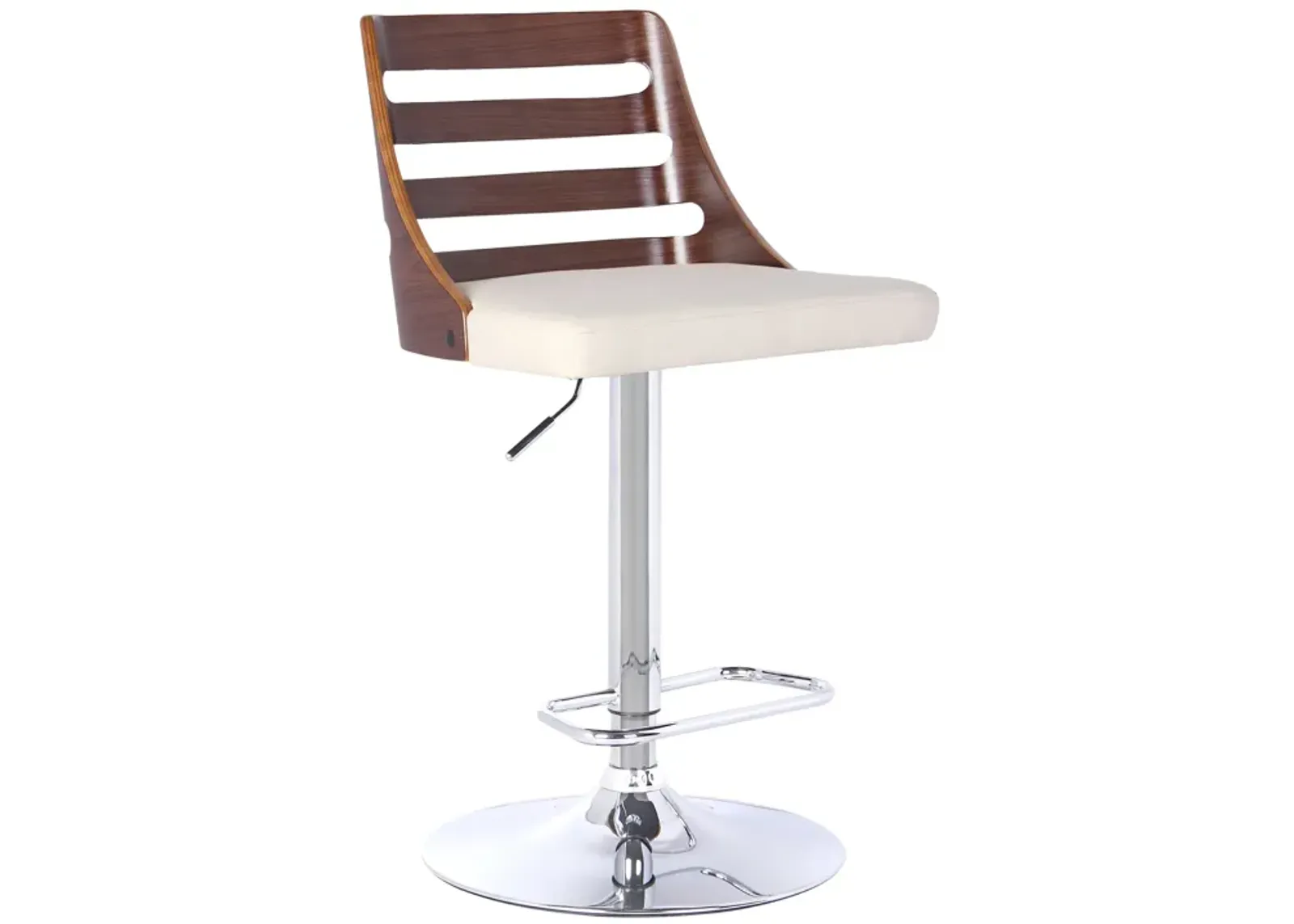 Storm Barstool in Chrome finish with Walnut wood and Cream Faux Leather