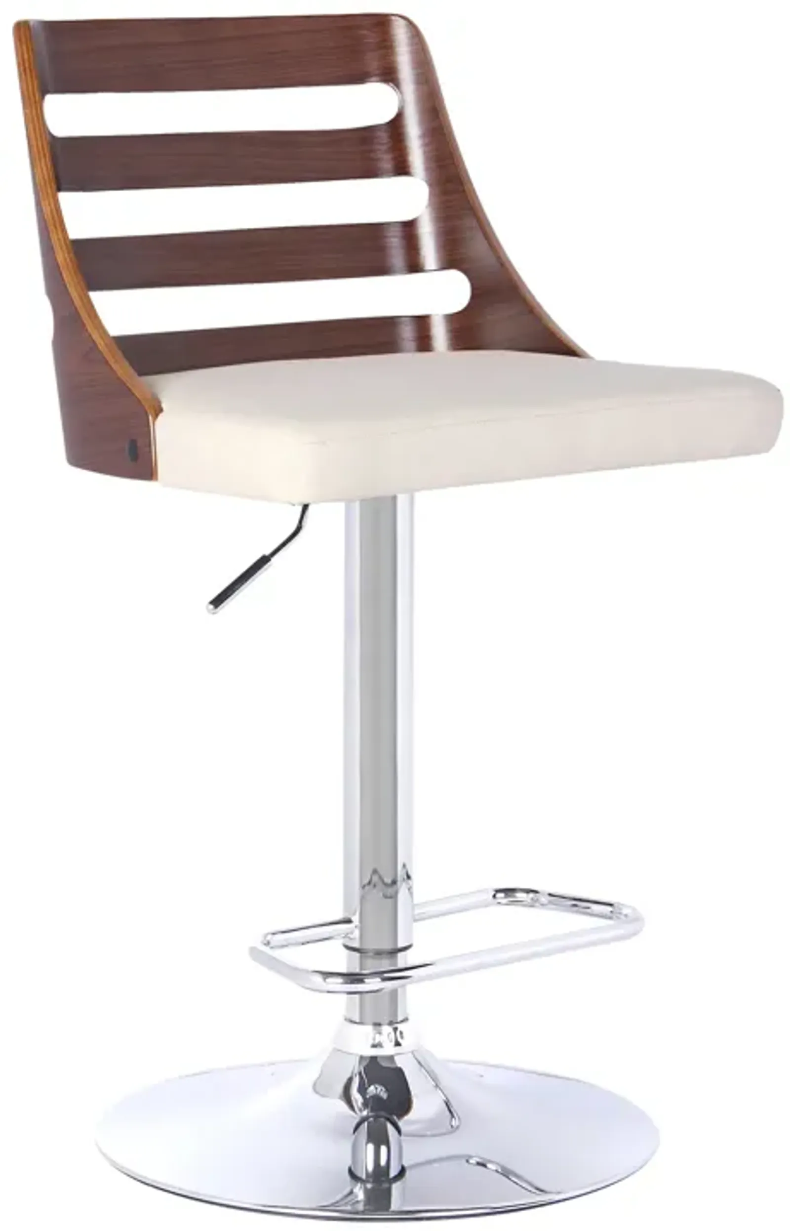 Storm Barstool in Chrome finish with Walnut wood and Cream Faux Leather