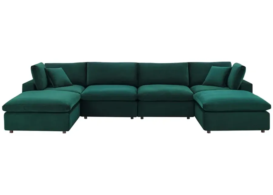 Commix Down Filled Overstuffed Performance Velvet 6-Piece Sectional Sofa