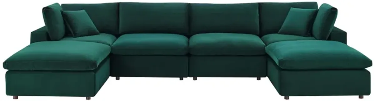 Commix Down Filled Overstuffed Performance Velvet 6-Piece Sectional Sofa