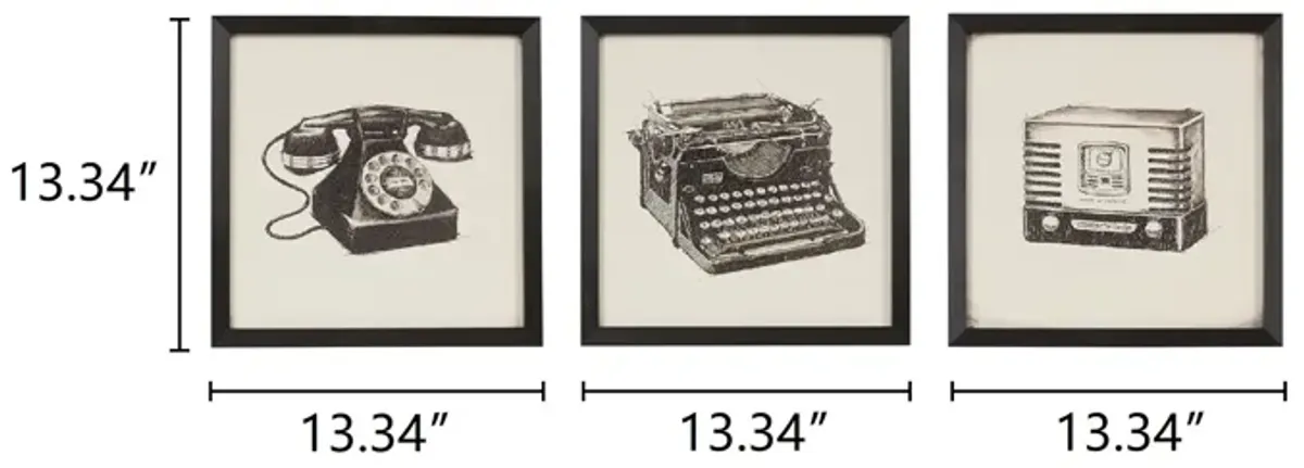 Intelligent Design Vintage Models Black 3-piece Framed Wall Art Set