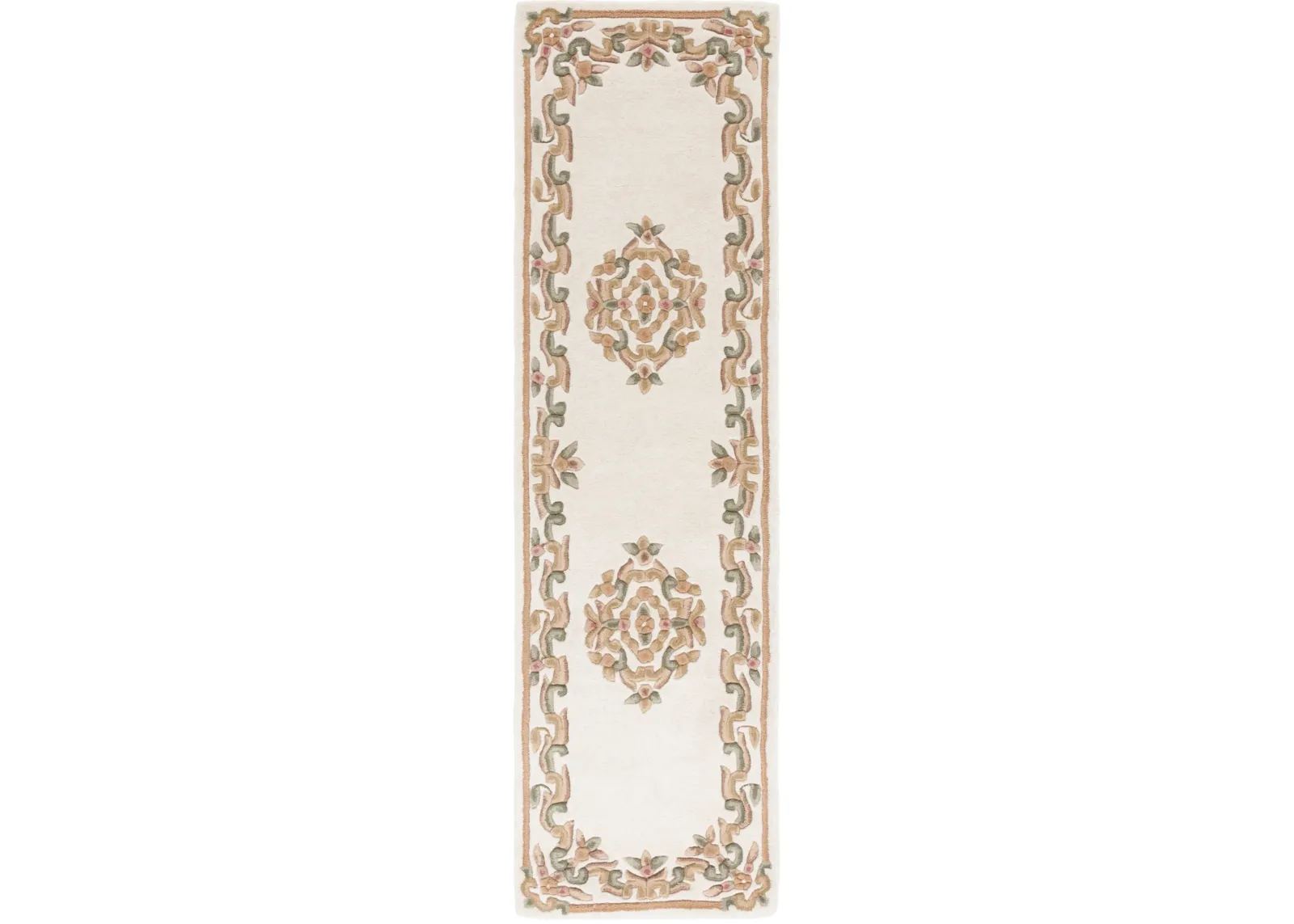 AUBUSSON 301 IVORY  2'-3' x 8' Runner Rug