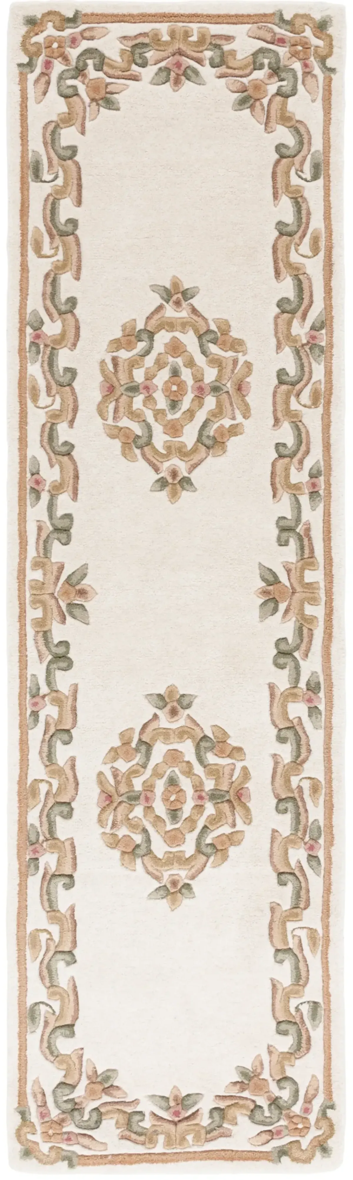 AUBUSSON 301 IVORY  2'-3' x 8' Runner Rug