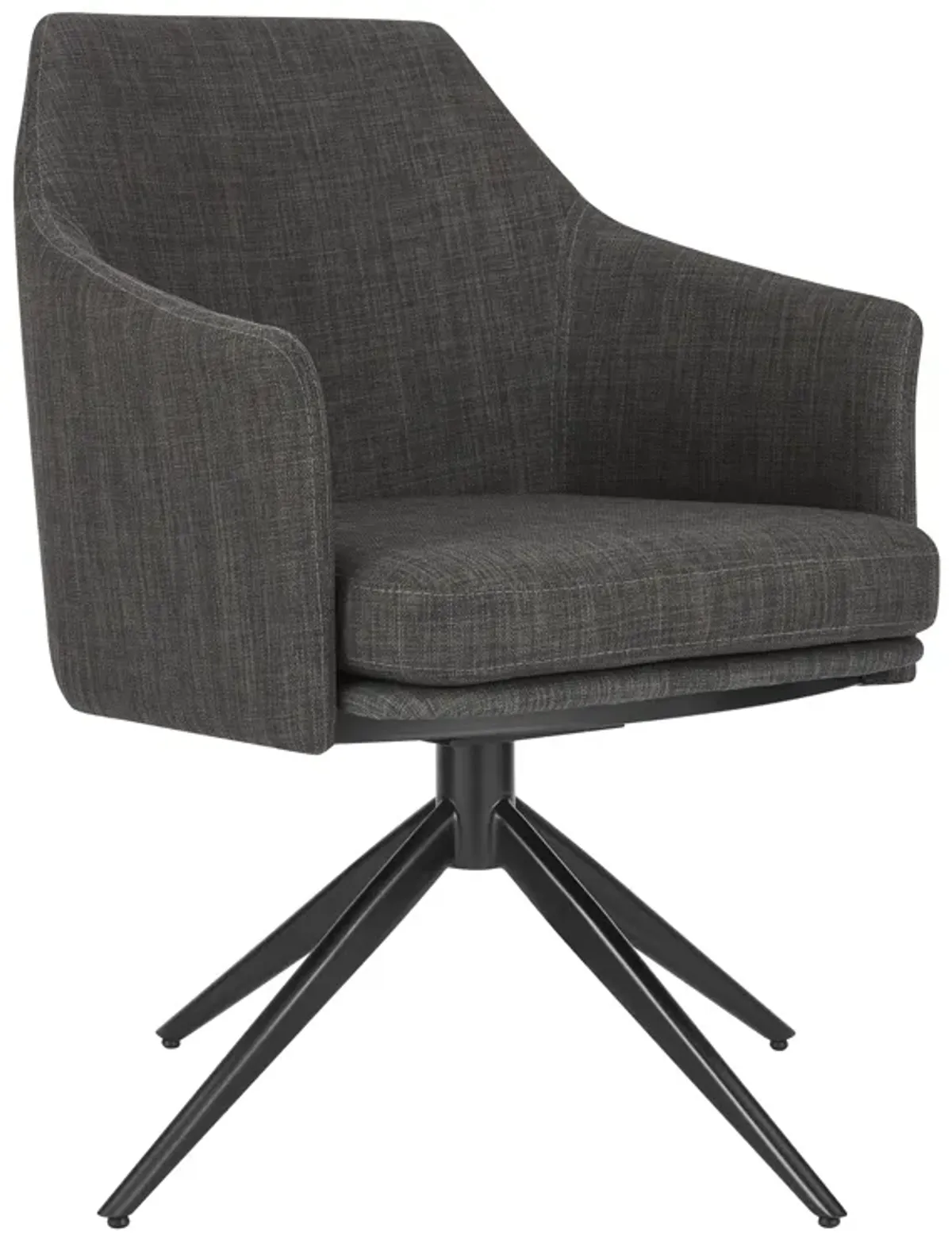 Signa Armchair in Charcoal Fabric with Black Steel Base - Set of 1