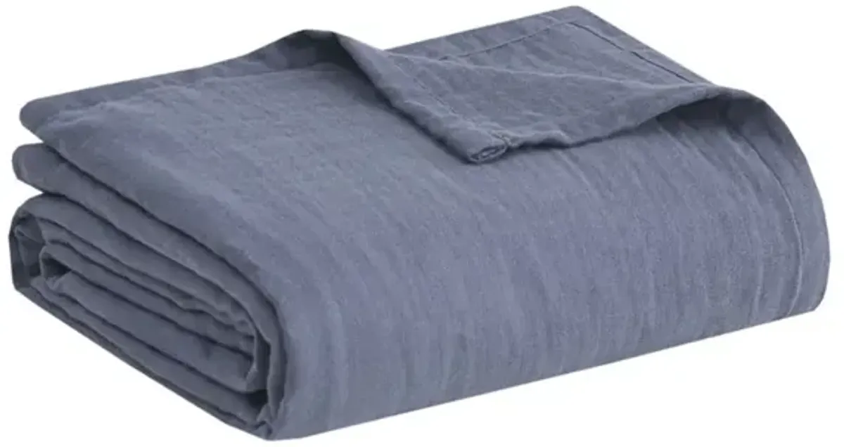 Clean Spaces Gauze Blue 100% Cotton Lightweight Blanket