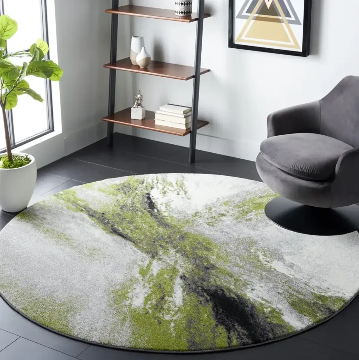 GALAXY 117 GREY  4' x 4' Round Round Rug