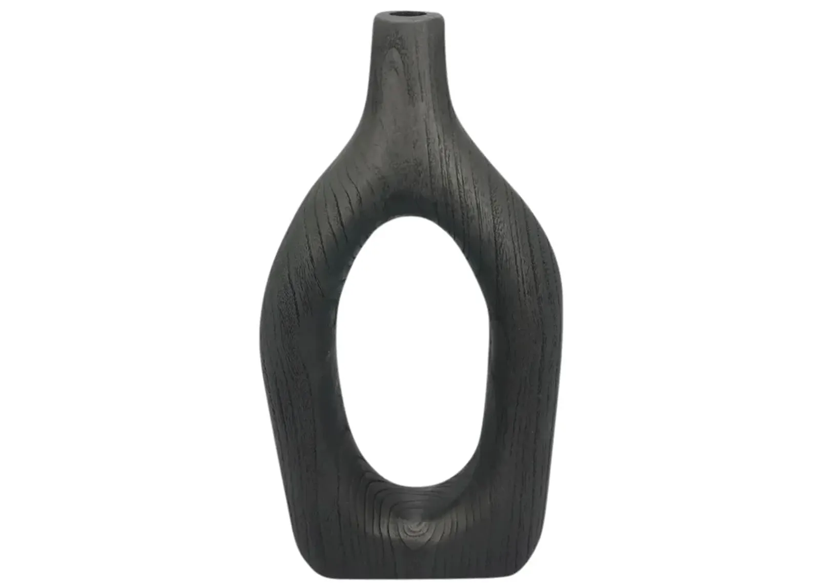 Wood, 14"h Cut-out Vase, Black