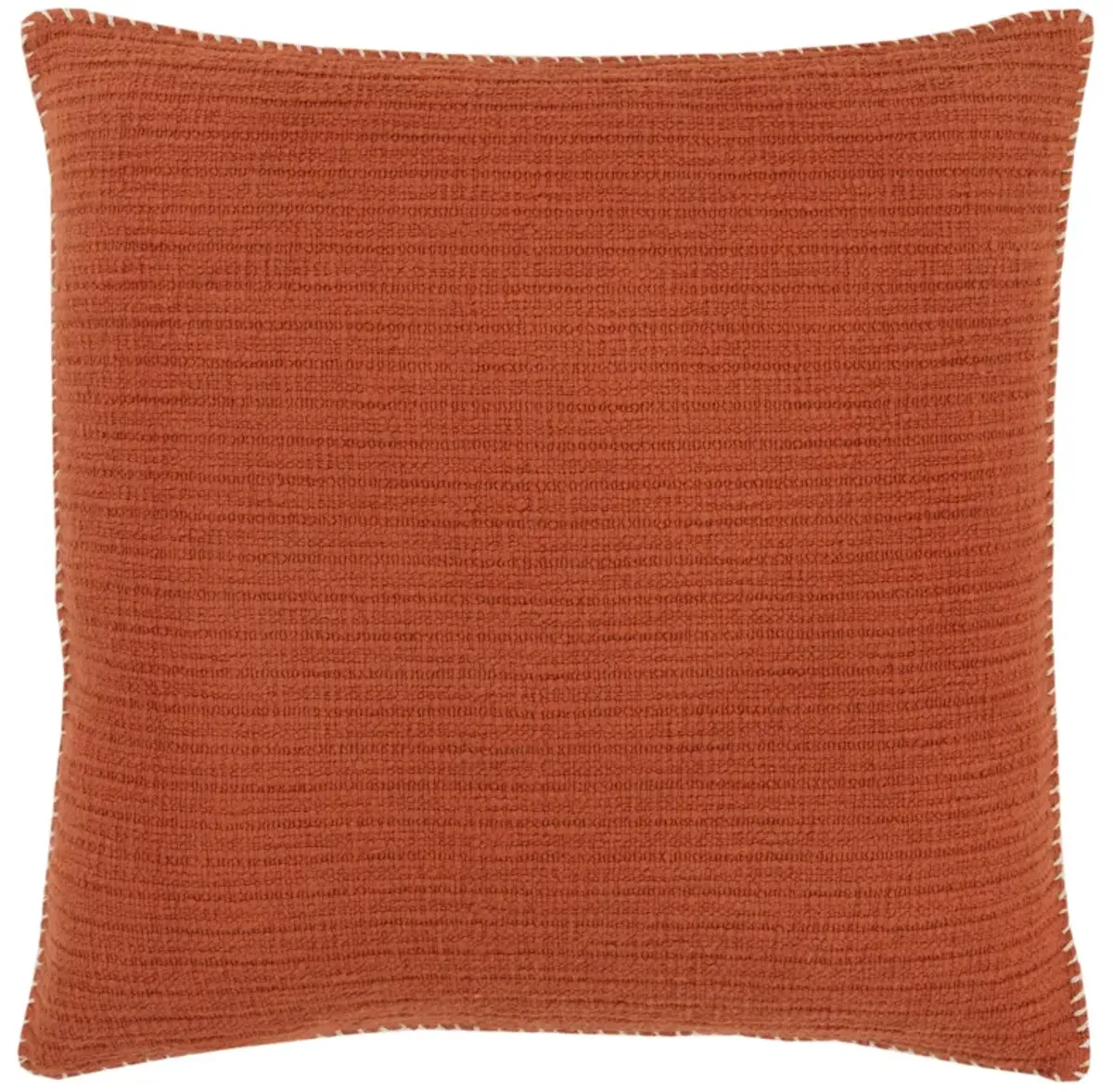 Stripe Patterned Solid Burnt Orange Pillow