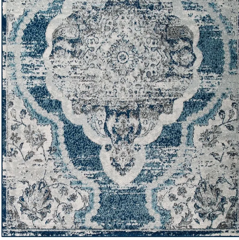 Entourage Malia Distressed Vintage Floral Persian Medallion 5x8 Area Rug