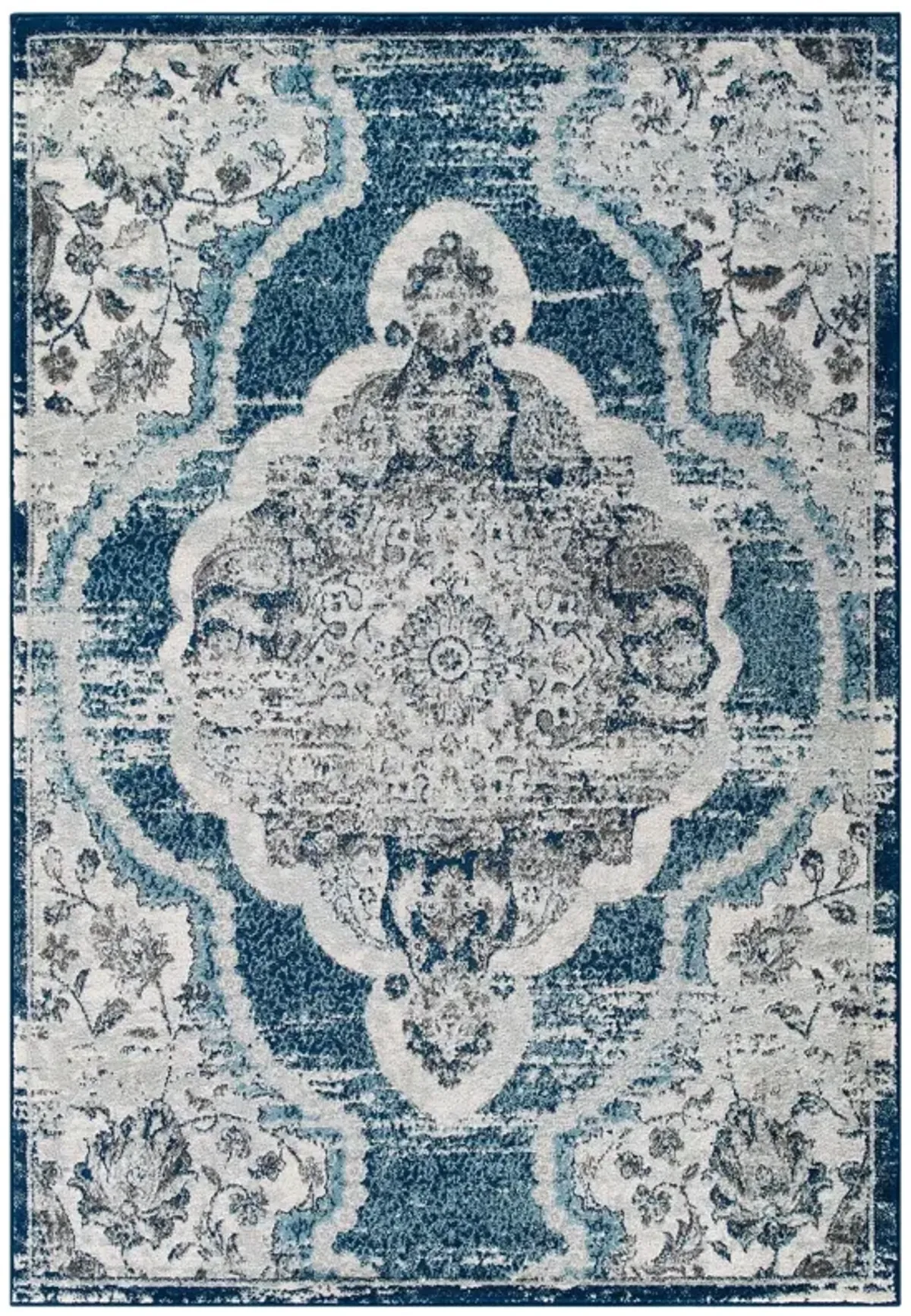 Entourage Malia Distressed Vintage Floral Persian Medallion 5x8 Area Rug