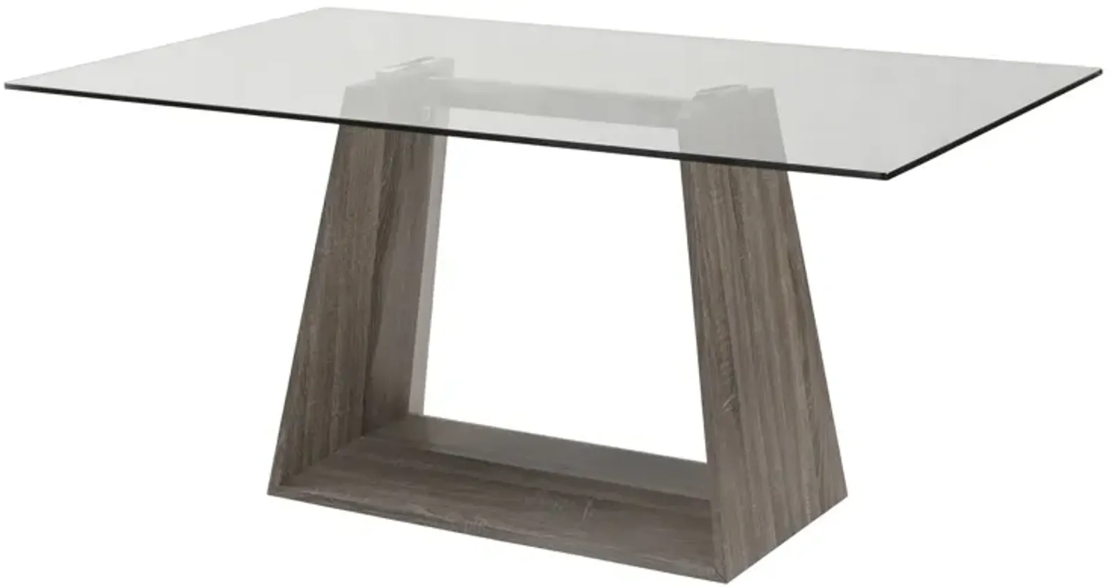 Bravo Contemporary Dining Table In Dark Sonoma Base With Clear Glass