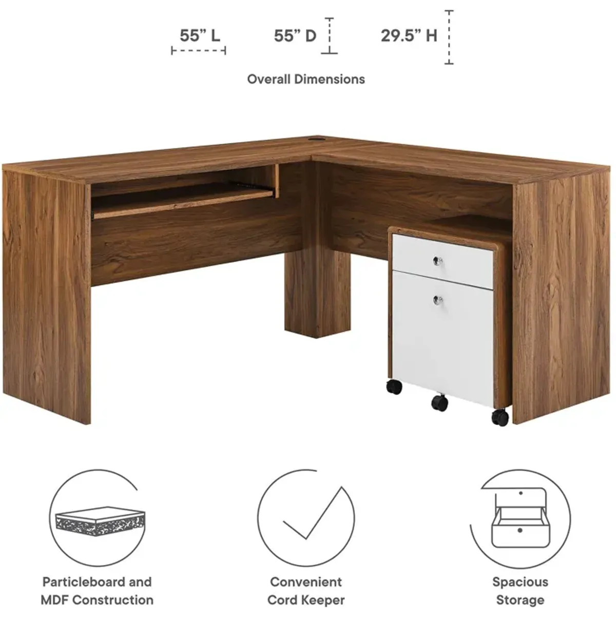 Transmit Wood Desk and File Cabinet Set