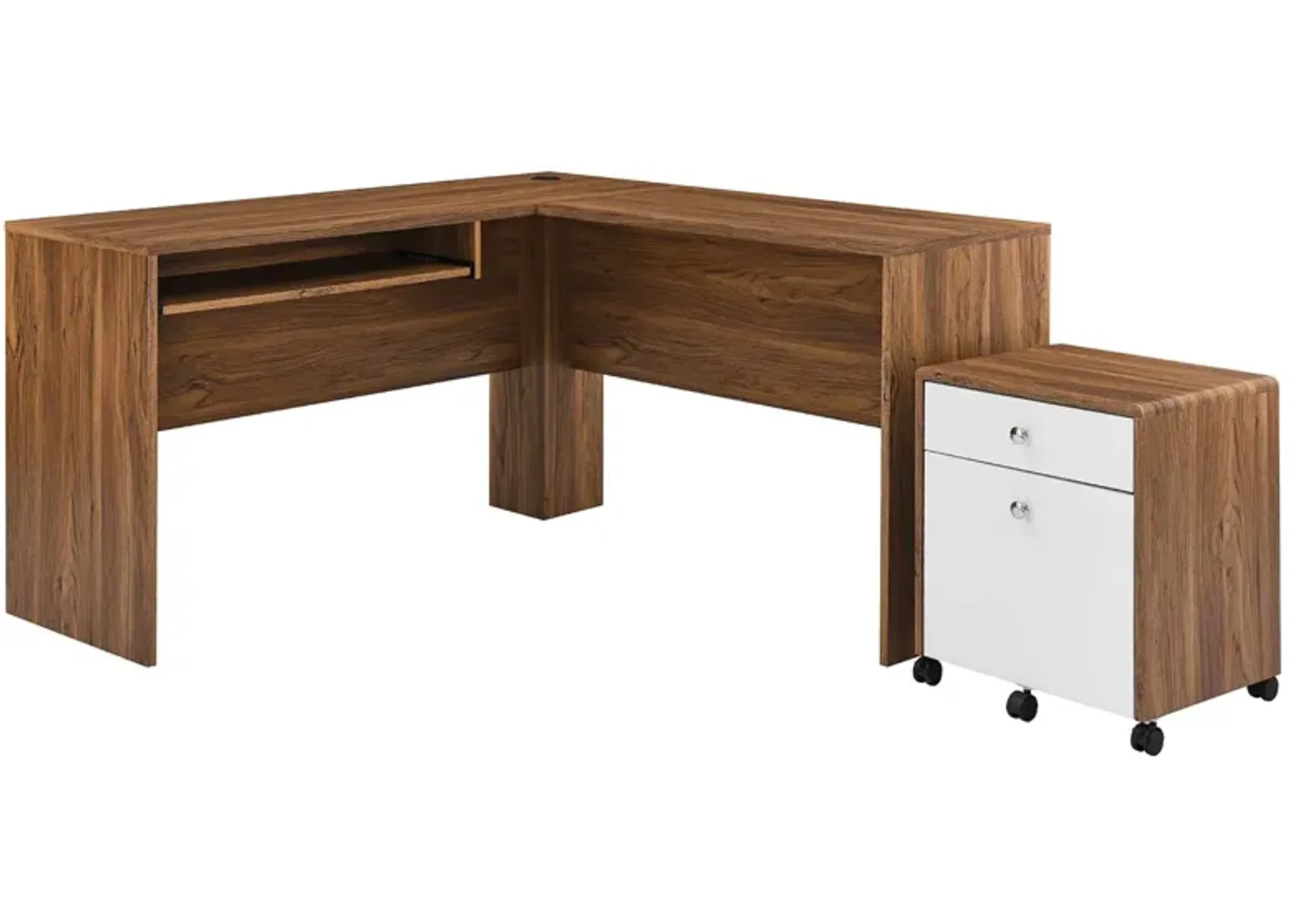 Transmit Wood Desk and File Cabinet Set