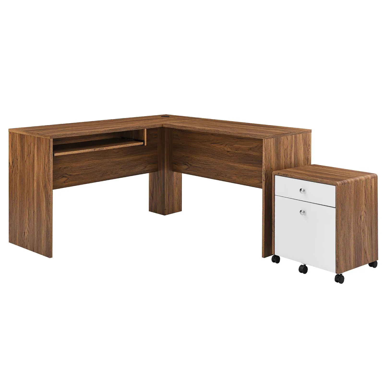 Transmit Wood Desk and File Cabinet Set