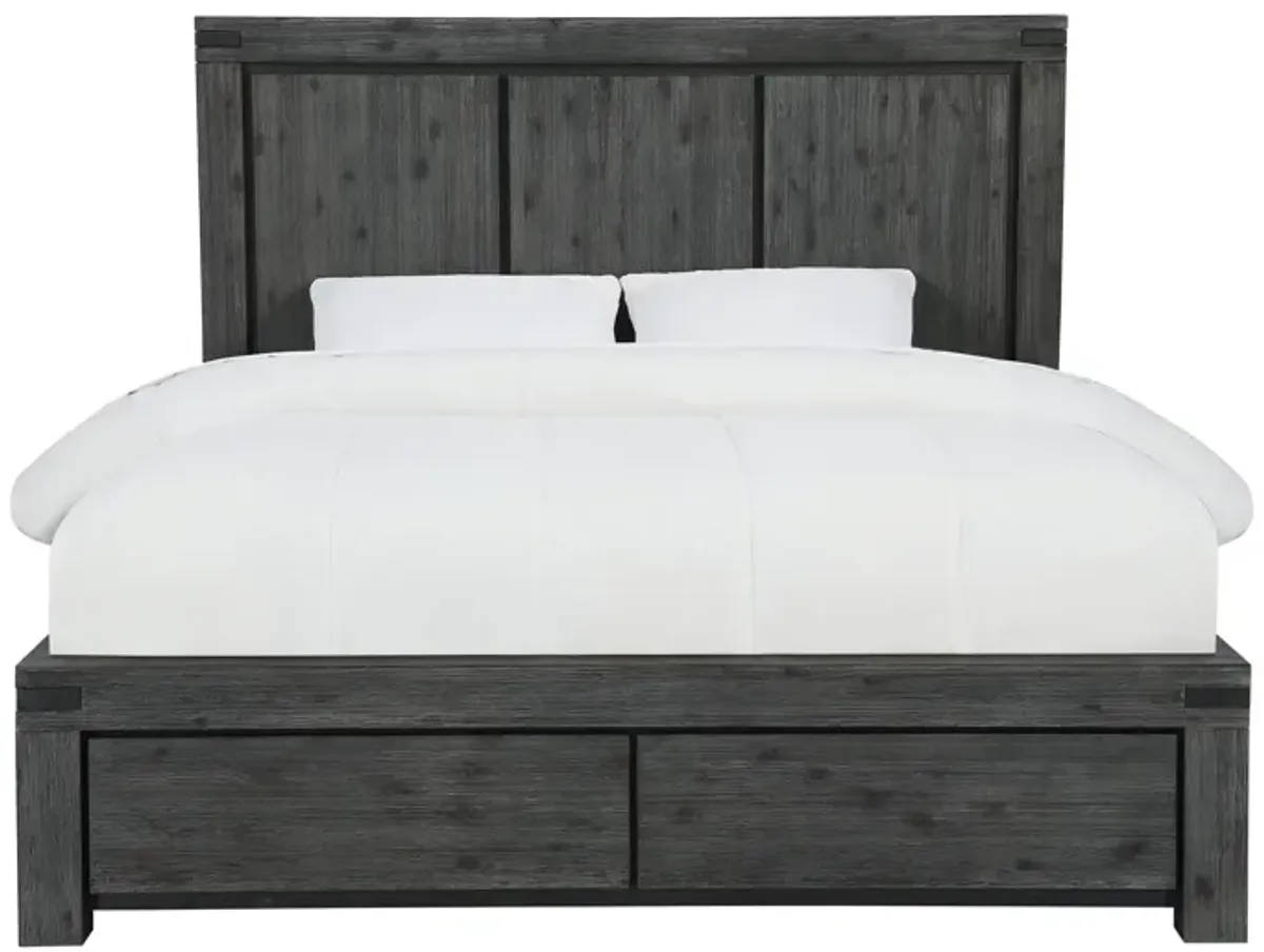 Meadow King-Size Solid Wood Storage Bed In Graphite