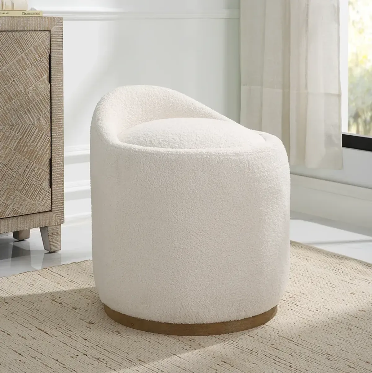 Swirl Swivel Sheepskin Ottoman