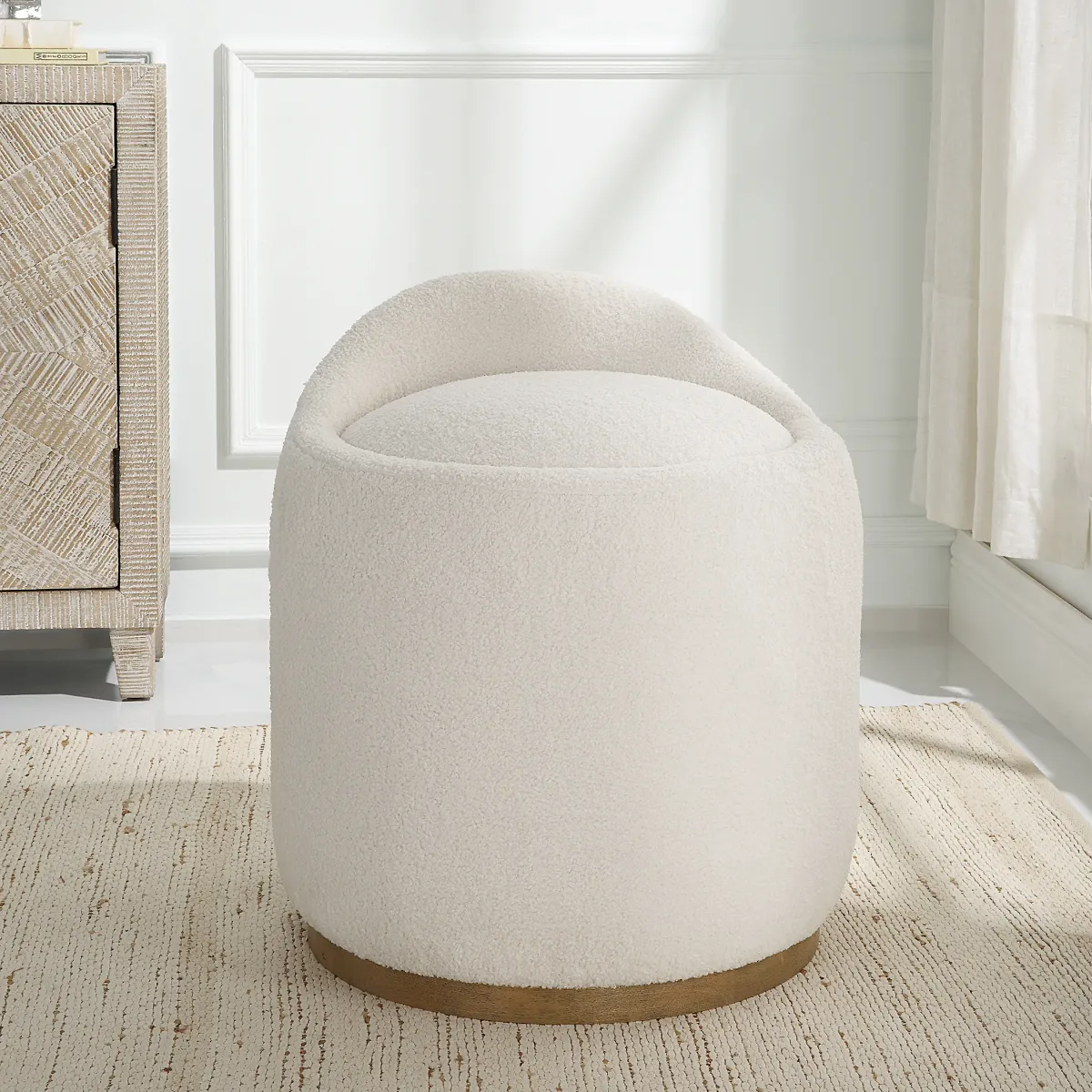 Swirl Swivel Sheepskin Ottoman